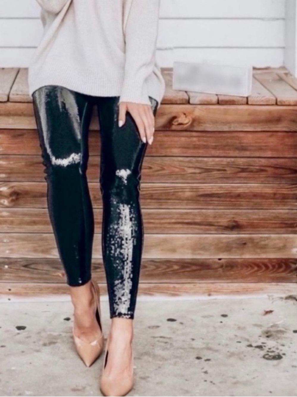 Spanx sequin leggings size medium